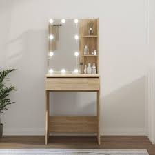 Toaletka LED w kolorze dąb sonoma, 60x40x140 cm