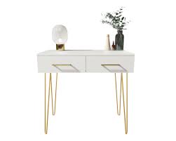 Toaletka Glamour MATKAM z 2 szufladami, złote nóżki 100x76x37 cm