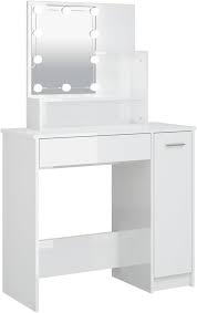 Toaletka LED Biała z Połyskiem 86,5x35x136 cm
