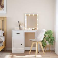 Toaletka LED Biała z Połyskiem 90x42x132,5 cm
