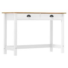 Stolik Konsola z 2 Szufladami z Litego Drewna 110x45x74 cm
