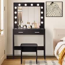 Toaletka CLIPOP z Lustrem LED - Czarna