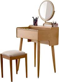 Toaletka Drewniana z Lustrem LED