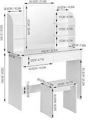 WOLTU MB6044ws - Toaletka z Taboretem i Lustrem