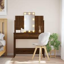 Toaletka z LED w brązowym dębie 96x40x142 cm